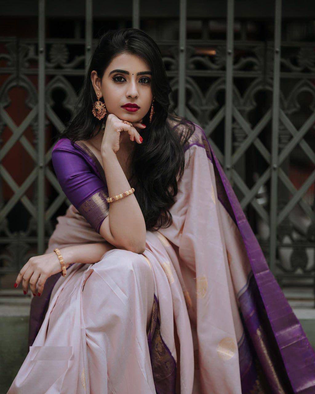 Opulent Peach Soft Silk Saree With Piquant Blouse Piece