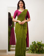 Vibrant Green Cotton Silk Saree With Marvellous Blouse Piece