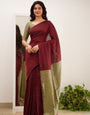 Inimitable Maroon Cotton Silk Saree With Efflorescence Blouse Piece