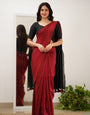 Super extravagant Red Cotton Silk Saree With Flamboyant Blouse Piece