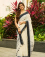 Enchanting Off White Cotton Silk Saree With Vestigial Blouse Piece