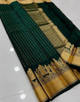 Adoring Dark Green Soft Silk Saree With Surreptitious Blouse Piece