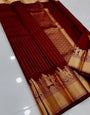 Engaging Maroon Soft Silk Saree With Exceptional Blouse Piece