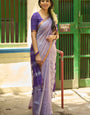 Designer Grey Cotton Silk Saree With Ornate Blouse Piece