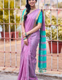Quintessential Lavender Cotton Silk Saree With Pleasant Blouse Piece