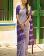 Designer Light Lavender Cotton Silk Saree With Ornate Blouse Piece