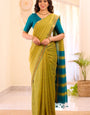 Radiant Mehndi Cotton Silk Saree With Scrumptious Blouse Piece