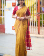 Preferable Mustard Cotton Silk Saree With Beautiful  Blouse Piece