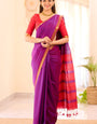 Allure Purple Cotton Silk Saree With Smart Blouse Piece