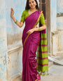 Wonderful Wine Cotton Silk Saree With Flamboyant Blouse Piece