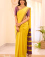 Rhapsodic Yellow Cotton Silk Saree With Pulsating Blouse Piece