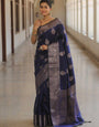 Energetic Navy Blue Soft Silk Saree With Cynosure Blouse Piece