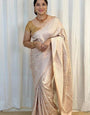 Ideal Beige Soft Silk Saree With Fugacious Blouse Piece