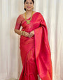 Sensational Dark Pink Soft Silk Saree With Glamorous Blouse Piece