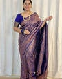 Amiable Navy Blue Soft Silk Saree With Stunning Blouse Piece