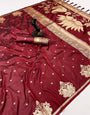 Dulcet Maroon Soft Silk Saree With Transcendent Blouse Piece