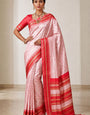 Pretty Baby Pink Soft Silk Saree With Groovy Blouse Piece