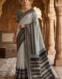 Blissful Grey Soft Silk Saree With Jubilant Blouse Piece