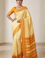 Capricious Yellow Soft Silk Saree With Ephemeral Blouse Piece