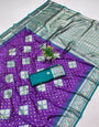 Improbable Purple Pure Zari Weaving Banarasi Silk Saree With Outstanding Blouse Piece