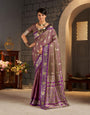 Efflorescence Lavender Pure Zari Weaving Banarasi Silk Saree With Propinquity Blouse Piece