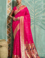 Redolent Dark Pink Paithani Silk Saree With Luminous Blouse Piece