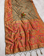 Beguiling Grey Pashmina Silk Saree With Ethereal Blouse Piece
