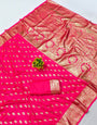 Nectarous Dark Pink Pure Zari Weaving Banarasi Silk Saree With Improbable Blouse Piece