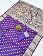 Mesmerising Purple Pure Zari Weaving Banarasi Silk Saree With Magnetic Blouse Piece
