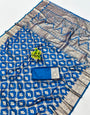 Propinquity Blue Pure Zari Weaving Banarasi Silk Saree With Jazzy Blouse Piece