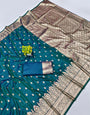 Rhapsody Rama Pure Zari Weaving Banarasi Silk Saree With Unequalled Blouse Piece