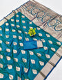 Smashing Rama Pure Zari Weaving Banarasi Silk Saree With Aplomb Blouse Piece