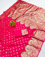 Innovative Dark Pink Pure Zari Weaving Banarasi Silk Saree With Beautiful Blouse Piece