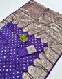 Luminous Purple Pure Zari Weaving Banarasi Silk Saree With Ebullience Blouse Piece