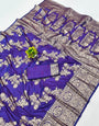 Vibrant Purple Pure Zari Weaving Banarasi Silk Saree With Tremendous Blouse Piece