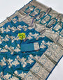 Charismatic Rama Pure Zari Weaving Banarasi Silk Saree With Pleasurable Blouse Piece