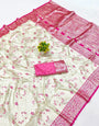 Ephemeral Beige Pure Zari Weaving Banarasi Silk Saree With Ideal Blouse Piece