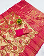 Breathtaking Dark Pink Kanjivaram Silk Saree With Glittering Blouse Piece