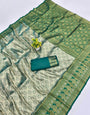 Imbrication Green Kanjivaram Silk Saree With Super classy Blouse Piece