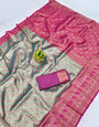Beleaguer Rama Kanjivaram Silk Saree With Alluring Blouse Piece
