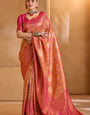 Exuberant Dark Pink Kanjivaram Silk Saree With Lagniappe Blouse Piece