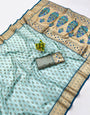 Flamboyant Sky Organza Paithani Silk Saree With Effulgent Blouse Piece