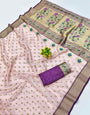 Efflorescence Baby Pink Organza Paithani Silk Saree With Seraphic Blouse Piece