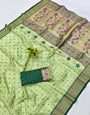 Assemblage Pista Organza Paithani Silk Saree With Fragrant Blouse Piece