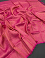 Traditional Dark Pink Kanjivaram Silk Saree With Moiety Blouse Piece