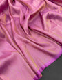 Ideal Pink Kanjivaram Silk Saree With Seraglio Blouse Piece