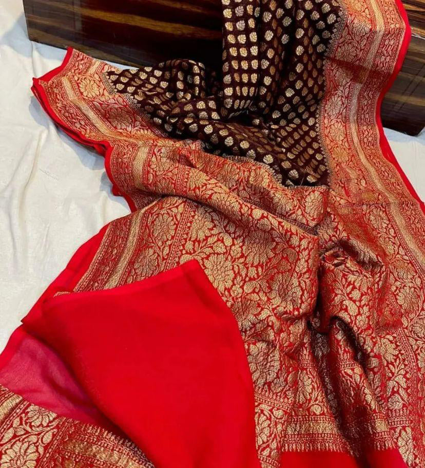 Enticing Wine Soft Banarasi Silk Saree With Lassitude Blouse Piece