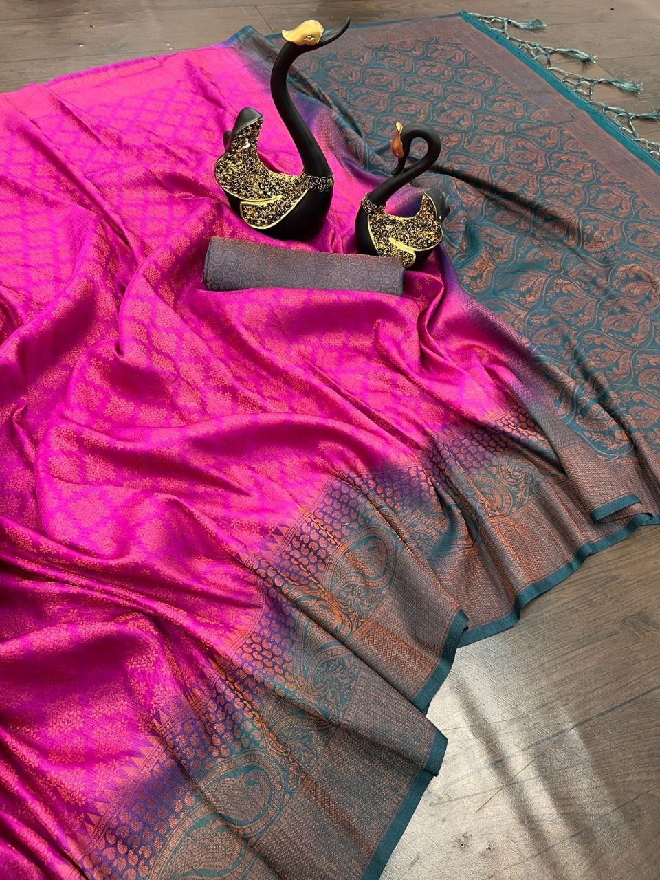 Ailurophile Dark Pink Soft Banarasi Silk Saree With Capricious Blouse Piece