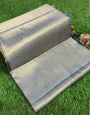 Desultory Grey Kanjivaram Silk Saree With Precious Blouse Piece