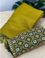 Aplomb Mehndi Kanjivaram Silk Saree With Two Elaborate Blouse Piece